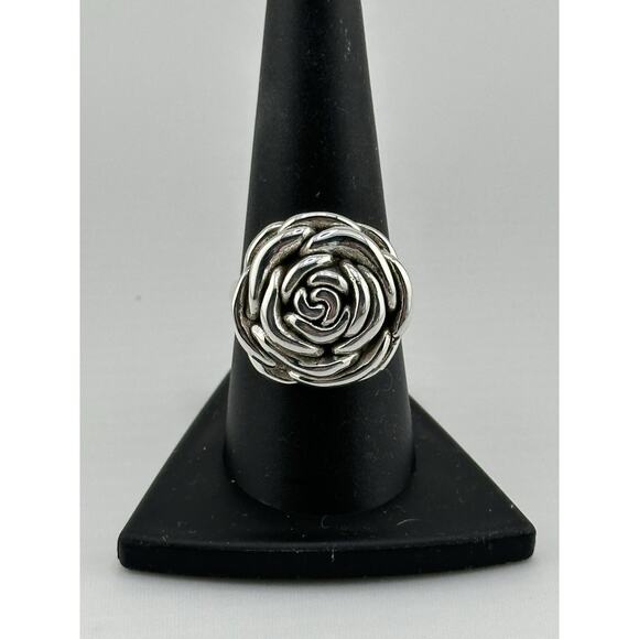 Eves Addiction Sterling Silver Puffy Rose Ring Size 9 Womens 8 Grams - Picture 1 of 9